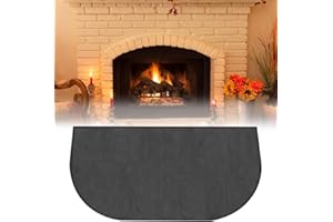 Vmxlso Tapis Cheminée Anti Feu, 102 x 50cm Plaque Protection Poele a Bois, Demi-Rond Tapis Anti Feu, Plaque Anti Feu pour Poele a Bois, Tapis Ignifuge Cheminée, Protège Les sols des Étincelles