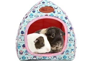 GLAITC Casa Invernale per Piccoli Animali Domestici Letto per porcellini d'India Letto per criceti Lettino per Piccoli Animali con Pad Rimovibile per Criceto Cavia Cincillà Scoiattolo Riccio (Blu)