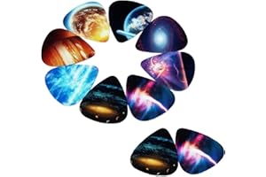 seelimGoo 10 Pcs Guitar Picks Guitar Pick Plastic Shrapnels Guitar Fingertip Protectors for Electric Acoustic or Bass Guitar 0.71mm (Random Pattern)