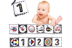 Jenilily Zabawka dla niemowląt, czarno-biała, dla dzieci od 0 miesięcy, lustrzana, książka z materiału, szeleszcząca książka dla niemowląt, książka z obrazkami, zabawka do wózka dziecięcego, prezent