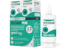 HYCO SAN Hycosan Plus - Twin Pack - Dry Eye Drops with Hyaluronic Acid and Dexpanthenol for Relief and Healing Support for Eyes Recovering from Injury or Surgery - Preservative Free – 2 x 225 Measured Doses