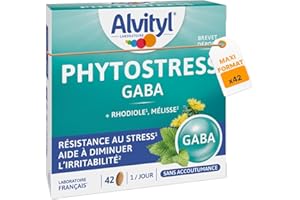 Alvityl Phytostress - GABA + Rhodiole (1) + Mélisse (2) - Favorise la Résistance au Stress (1) - Aide à diminuer l'Irritabilité (2) - 42 Jours - Dès 12 ans