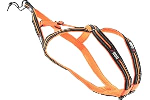 Harnais Chien Sport X-Back One Orange Encolure et Dos réglable pour activité CANICROSS, la Marque I-DOG est Une Marque Française. (XS)