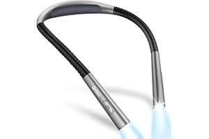 ‎GRITIN Gritin Leselampe Hals, Buchlampe Bett mit 4 Farben & 5 Helligkeit - Stufenlos Dimmbar, Augenschutz, Aufladbar 80h Dauer, Einstellarm, Ergonomisch Leselicht für Lesen im Bett/Stricken/Handarbeit