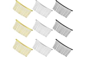BAIJ Hair Clips,9 PCS DIY Hair Accessories Metal Cheveux Peigne Fil de métal Headband Comb Hair Comb Hair Side Combs Straight Teeth Hair Clip Comb Hair Clips Wedding Veil Side Comb 7,8cm Or/Blanc/Noir
