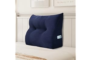 Johnear Poduszka klinowa, poduszka do czytania na łóżko i sofę, poduszka pod oparcie, zagłówek do łóżka, duża trójkątna poduszka lędźwiowa (ciemnoniebieska, 80 cm)