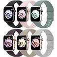6 Pack Sport Bands Compatible with Apple Watch Band 38mm 40mm 41mm 42mm 44mm 45mm,Soft Silicone Waterproof Strap Wristbands Compatible with iWatch Apple Watch Series Ultra 8 7 6 5 4 3 2 1 SE Women Men