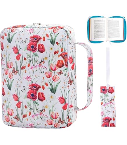 Couverture Bible Avec Poignée - Sac En Tissu Oxford 10x7 Pouces - Signet Et Fermeture Éclair