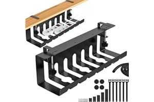 Aevcvok Raccogli Cavi Scrivania, Set di 2 Canalina Passacavi, Nascondi Canali Organizer Cavi da Tavolo Senza Foratura, 43cm Portacavi Sotto Scrivania - Nero