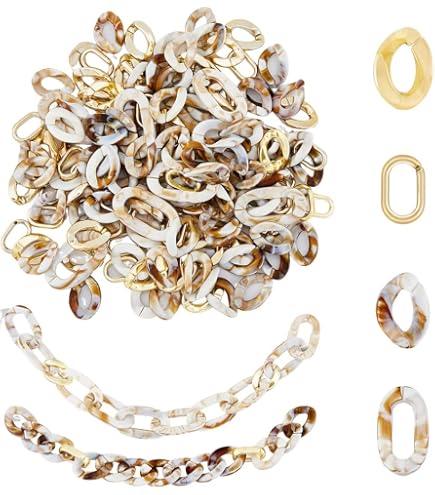 Kit De Fabrication De Bijoux – 80 Anneaux Acrylique + 5 Fermoirs Laiton + 20 Anneaux Ouverts Inox, 105 Pièces - 3