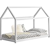 Letto per Bambini 200 x 90 cm Design Casa Piccola Lettino di Legno di Pino Bianco Opaco