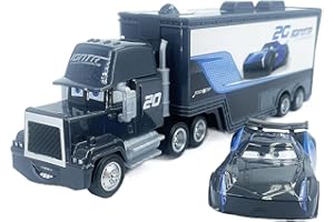 ONRAGT Car Jouet 2 Pièces Set Véhicules, Camion Car et Voiture de Course Enfant Camion Car Transporteur Modèle de Voiture Figurine Car, Cadeaux Parfaits pour Enfant Anniversaire/Récompense (HFB)