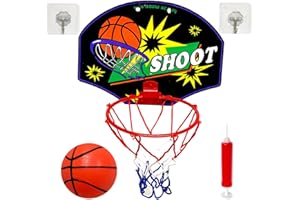 Koolbitz Kids Basketball Hoop with Hard PVC Backboard Pump and Ball Hanger Hook Indoor Outdoor Large Basketball Set with Net Ball and Pump Portable Sport Toys for Kids Basketball Set, Design 5
