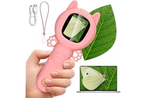 YSWOVUO 2 in 1 Mikroskop & Kamera für Kinder, 500X Digital Taschenmikroskop Tragbares, 2 Megapixel Autofokus Handymikroskop, Dual Kameras Kinderkamera Geburtstags Geschenk Spielzeug für Mädchen 4-12 Jahren