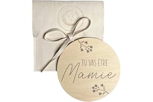 MOONBABY Annonce grossesse carte en bois Papa Mamie Papi Tata Tonton Arrière Grand-Mère Arrière Grand-Père avec pochette (Mamie)