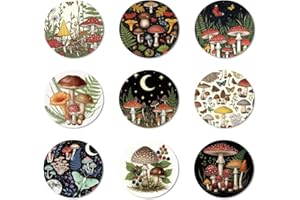 ANATTASOUL 9 Pezzi di Pattern Funghi E Falene Sottobicchieri Legno, Sottobicchieri per Bevande,Coaster per Tavolino del Caffè, Decorazione per Cucina e Sala da Pranzo