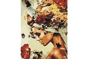 CICISTORY Dipingere Con i Numeri Bambini e Adulti, Painting by Numbers Kit, Colorare Con i Numeri Con Pennelli e Colori Acrilici,Fata dei fiori-01 40 * 50 cm