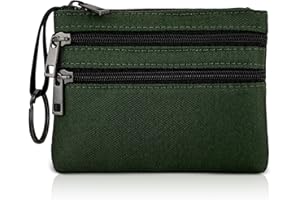 AfitLulu Monedero Mujer Pequeño con 3 Bolsillos, Mini Cartera con Cremallera y Llavero, Portátil Carteras Bonito Billetera para Llaves, Tarjetas, Monedas, Dinero en Efectivo (Verde)