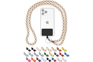 DROP LETSY DROPLETSY Holzperlen Handykette universal, handgefertigt, Schlüsselband, Kette, Necklace zum Umhängen - kompatibel mit Allen Smartphones: Apple iPhone, Samsung Galaxy (ohne Hülle, Beach)