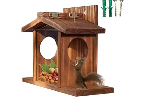 Casas Para Ardillas De Exterior - Refugio Robusto De Madera Con Tapa Desmontable, Práctico Para Ardillas | Caja Para Ardillas Listadas Diseñada Para Exteriores, Estación De Alimentación De Ma