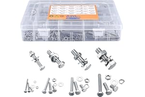 DBAATTZ Jeu de Vis Boulons et Écrous, Vies et Ecrou M3/M4/M5/M6 520PCS Kit, vis Boulo et Écrous et Rondelles Set, boulon et ecrous à Tête Hexagonale Acier Inoxydable 304, Pour la Maintenance