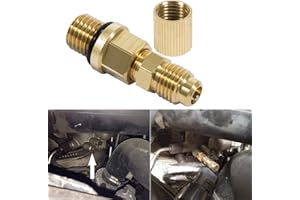 E-cowlboy 6.0L Powerstroke Fuel Pressure Test Fitting Adapter for 2003-2010 Ford Diesel Engine(with Schrader Valve)