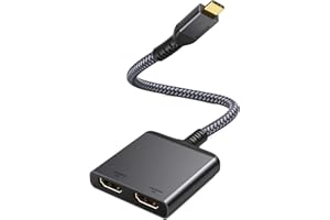 MAXONAR Maxoanr USB C vers double adaptateur HDMI,HDMI Splitter,Type C Thunderbolt 3/4 vers HDMI Adapter,Hub HDMI avec double 4K@60Hz/simple 8K@30Hz, pour MacBook Pro/Air, Samsung Galaxy, Dell XPS, HP, Lenovo