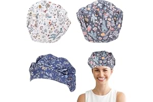 DHWEKU 3 Piezas Gorro y Redecilla Chef Elástica Transpirable para Panaderos y Catering con Sombrero de Chef