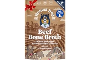 THE HONEST DOG CO Honest Dog Co. Bone Broth for Dogs and Cats (200 Grams, 30+ Servings) - High in Collagen Protein - Beef Bone Broth Powder for Dogs - Dog and Cat Food Topper for Dry Food - Makes Gravy Granules