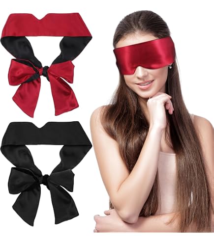 Emezddo Benda in raso, maschera per dormire morbida, maschera per gli occhi da viaggio, benda regolabile, utilizzata per Donne, Uomini, Adulti, Coppie, Casa, Ufficio all'aperto, Volo, Pisolino (Nero