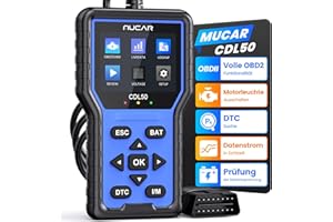 ‎MUCAR OBD2 Diagnosegerät, MUCAR CDL50 OBD2/EOBD Diagnosegerät Auto Mit Vollen OBD2-Funktionen, Auto Auslesegerät Motor-Fehlercode lesen,One Touch I/M Bereitschaftstaste