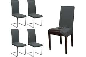 ‎BEAUTEX BEAUTEX 4er Set Jersey Stuhlhusse, elastische Stretch Husse Baumwolle Bi-Elastic, Farbe wählbar (Anthrazit)