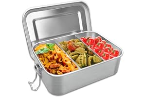 Nutabevr 850ml Fiambrera de acero inoxidable Premium Sin BPA, Hermetica Fiambrera con compartimento, Fiambrera a prueba de fu