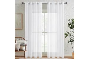 MRTREES Voile Curtains 72 Drop Pair, Long Window Curtains for Living Room Bedroom Eyelet, Soft and Lightweight 2 Panels 137x183 CM 54x72 Inch, White