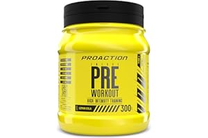 ProAction Pre Workout Potente | Integratore Preworkout con Creatina, Citrullina Malato, Beta Alanina e Caffeina | Boost di Energia e Resistenza per Bodybuilding, Sport e Fitness | 20 Porzioni | 300g
