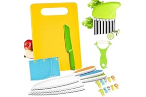 LTTORJF Lot de 20 couteaux de sécurité Montessori en bois pour les 2-4 ans, incluant couteau à éplucher et planche à découper