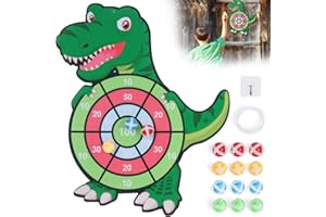 Boyigog Dinosaurier Spielzeug für 4–9, 50cm Kinder Klett Dartscheibe mit 12 Klebrigen Bällen und Klebeband, Drinnen und Draußen Hängendes Dart Wurfspiel Sets für Kinder Geschenke