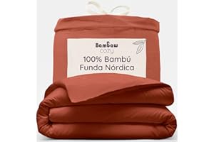 Bambaw Funda Nordica 220x240 cm Bambú, Funda Edredon Cama 150/160 cm, Sábanas de Bambu Frescas, Antiacaros y Suaves, Sabanas Refrescantes Todo el Ano, Certificado Oeko-Tex (Terracota)