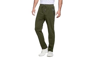 ZOXOZ Pantalon Chandal Hombre Algodón con Cremallera Bolsillos Cintura Elástica Ajustable