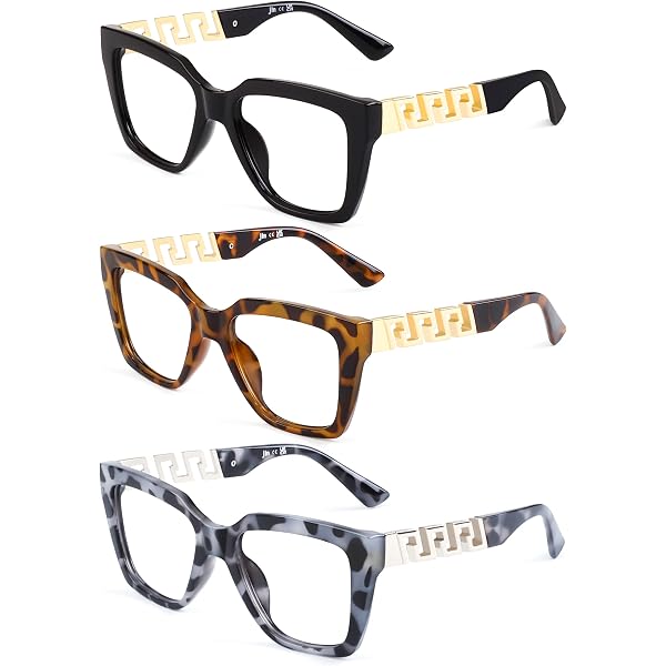 JM Pack De 3 Lunettes Anti Lumière Bleue - Protection UV, Monture Rectangulaire Homme/Femme