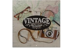 Grupo Erik - Calendrier Mural 2024 Vintage | Calendrier Mensuel 30 x 60 cm, Certifié FSC, en Français