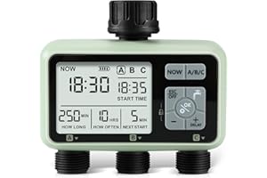 SOGUYI Programmateur D'Arrosage pour Tuyau D'Arrosage,Minuteur Arrosage 3 Zones avec EntréE en Laiton, Retardateur De Pluie/Arrosage Manuel/Arrosage Automatique Minuteur D'Irrigation Programmable