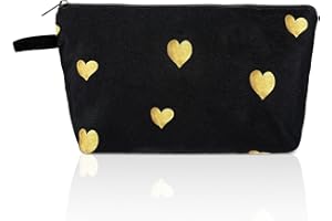 Sibba Trousse de Maquillage de Voyage Mignonne avec Fermeture éclair pour Pièces de Monnaie Petit Sac de Rangement en Forme de Cœur Accessoires pour CosméTiques Factures Cadeaux (Noir)