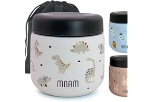 mnam Termo Comida Bebe 400 ML - Termo Bebe para Solidos Comida Caliente - Papillero Aislante de Acero Inoxidable y Funda con Cierre Hermético - Food Thermy - Fiambrera Térmica Infantil