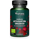 Astaxantina BIO Vegavero | 8 mg en Aceite Ecol&oacute;gico Puro | Alta Absorci&oacute;n | 60 C&aacute;psulas | Antioxidante y para la Vista | Sin