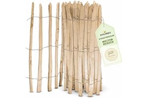 STILTREU Englischer Staketenzaun Kastanie - Länge 5 Meter, Höhe 100 cm, Lattenabstand 6-8 cm