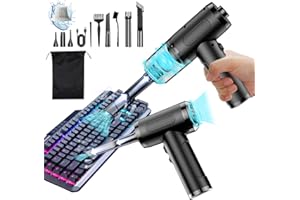 Hiyorsoa Compressed Air Duster Cleaner for PC, 2-in-1 Computer Vacuum Cleaner Compressed Air Duster 3 Gear 50000RPM Air Blower with LED Light 6000mAh Cordless Electronics Compressed Air Dusters