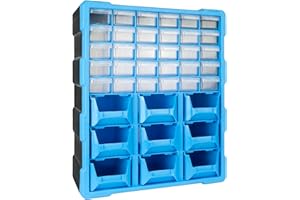 TekBox DIY Tool Bits Storage Organiser Unit - Workshop Parts Craft Box Cabinet (Mixed Drawers and Tubs)