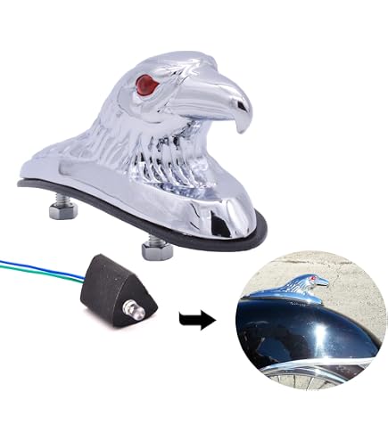 Motorrad Eagle Head Fender Ornament, Universal Eagle Head Ornament Statue Motorrad Bike Front Fender Kotflügel für ATV Dirt Bike Rahmen und Armaturen Auto Motorhaube (Silber) Auto & Motorrad