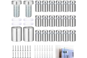 HSEAMALL 20 Stück 12 x 20mm Abstandshalter Edelstahl Schilderhalter Werbung Schrauben Abstandhalter Wand für Glas, Spiegel, Acryl, Poster, Ausstellungshalle